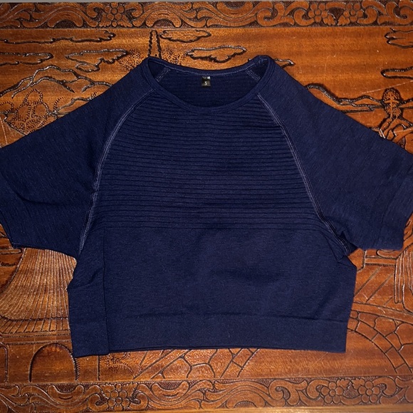 Alphalete gray & blue, crop top, spandex, size Small - Picture 6 of 10